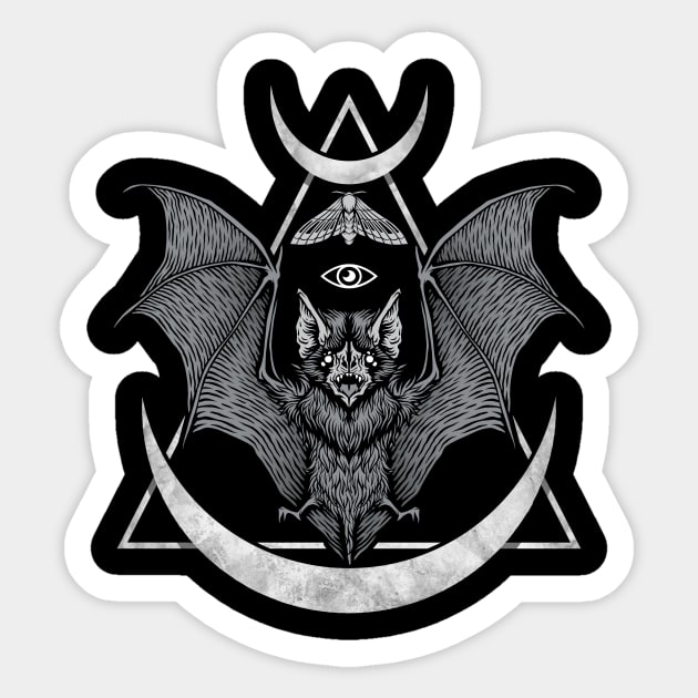 Occult Bat Sticker by Deniart